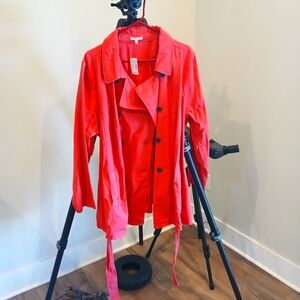 NWT. Red Double Breasted Trench Coat Plus Size 2